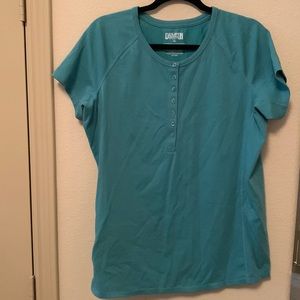 DULUTH TRADING CO: XL - Teal Causal Shirt with bottom side Pocket